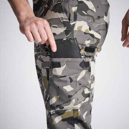 ROBUST CARGO TROUSERS STEPPE 300 CAMOUFLAGE WOODLAND GREY