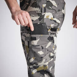 Men’s Regular Trousers - Steppe 300 Woodland Camo Grey