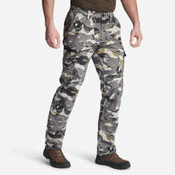 Men’s Regular Trousers - Steppe 300 Woodland Camo Grey