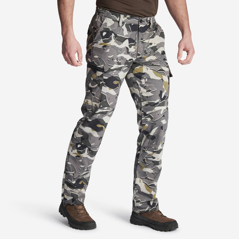 Celana Panjang Reguler Pria - Steppe 300 Woodland Camo Grey