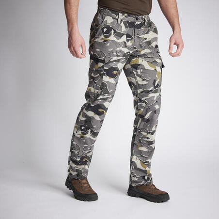 DURABLE CARGO TROUSERS STEPPE 300 CAMOUFLAGE WOODLAND GREY