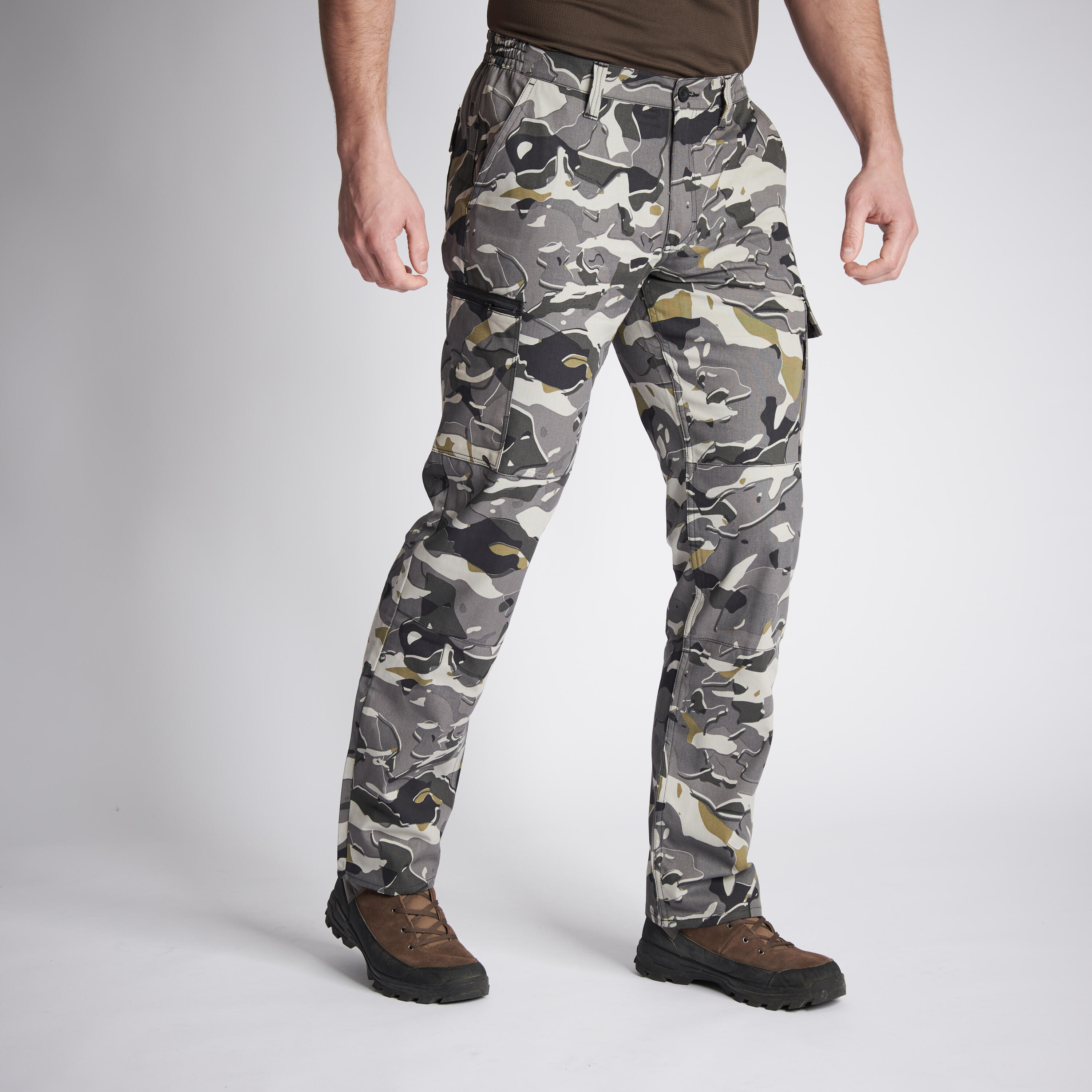 Decathlon | Pantaloni STEPPE 300 WOODLAND cargo resistenti grigi |  Solognac