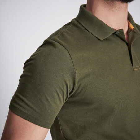 Βαμβακερό κοντομάνικο διαπνέον μπλουζάκι πόλο για κυνήγι 100 - Πράσινο