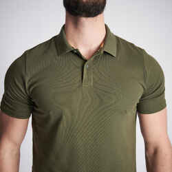 Βαμβακερό κοντομάνικο διαπνέον μπλουζάκι πόλο για κυνήγι 100 - Πράσινο