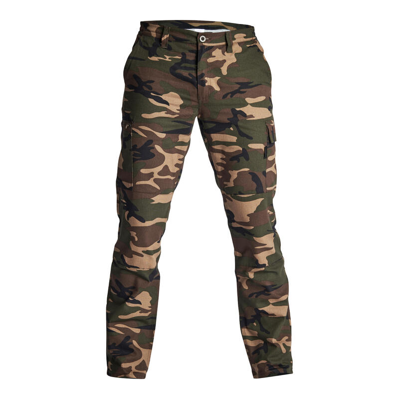 Pantalón Cargo Hombre Solognac Steppe 300 Camuflaje Militar Woodland Verde