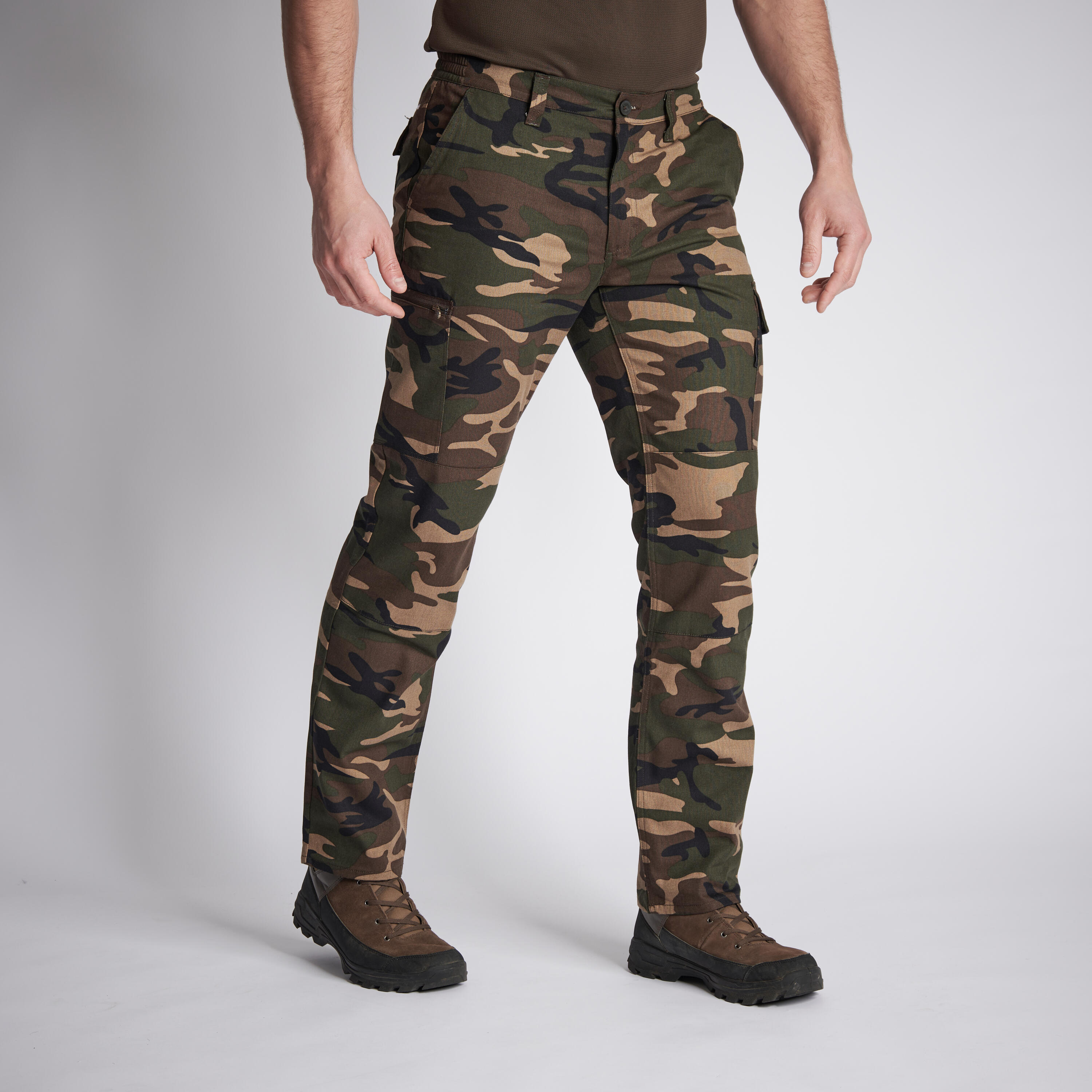 Pantalon cargo résistant - Steppe 300 camouflage woodland vert - SOLOGNAC