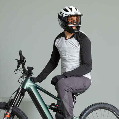 Maillot ciclismo MTB manga larga hombre Rockrider AM gris negro