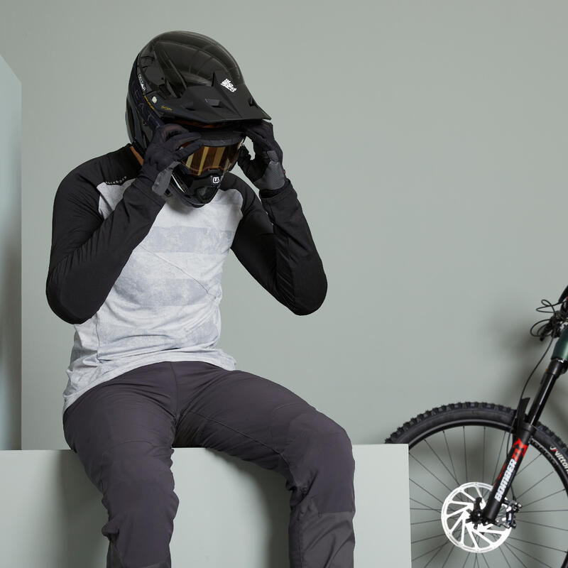 Cyklistický dres s dlouhým rukávem na All-mountain horské kolo Feel šedo-černý
