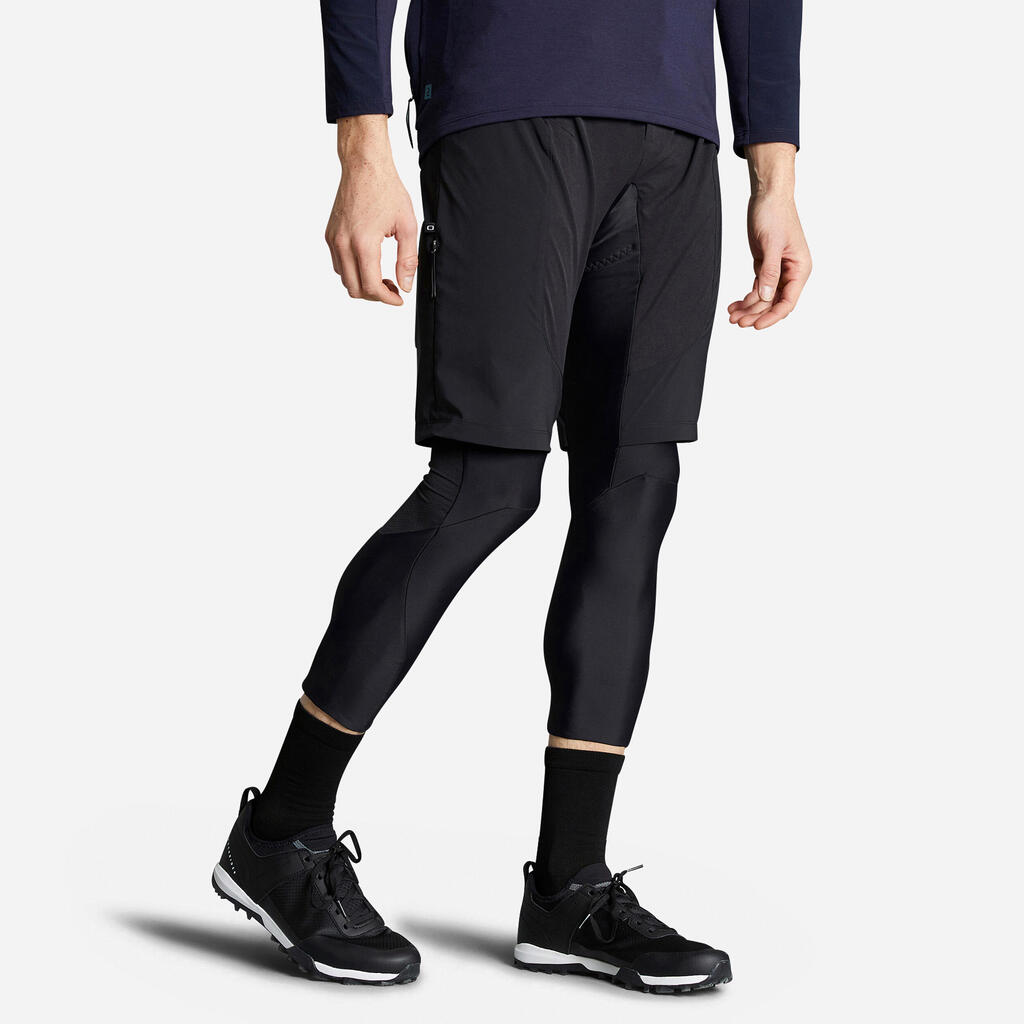 Men's 2-in-1 Mountain Bike Combo Shorts/Undershorts Expl 500 - Black