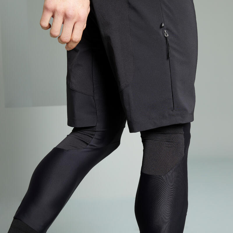 Men's 2in1 Mountain Bike Combo Shorts/Undershorts Expl 500 Black