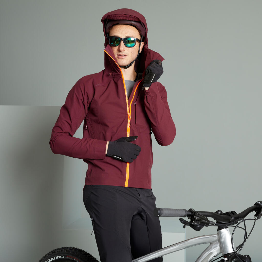 Mountain Bike Rain Jacket EXPL 700 - Burgundy