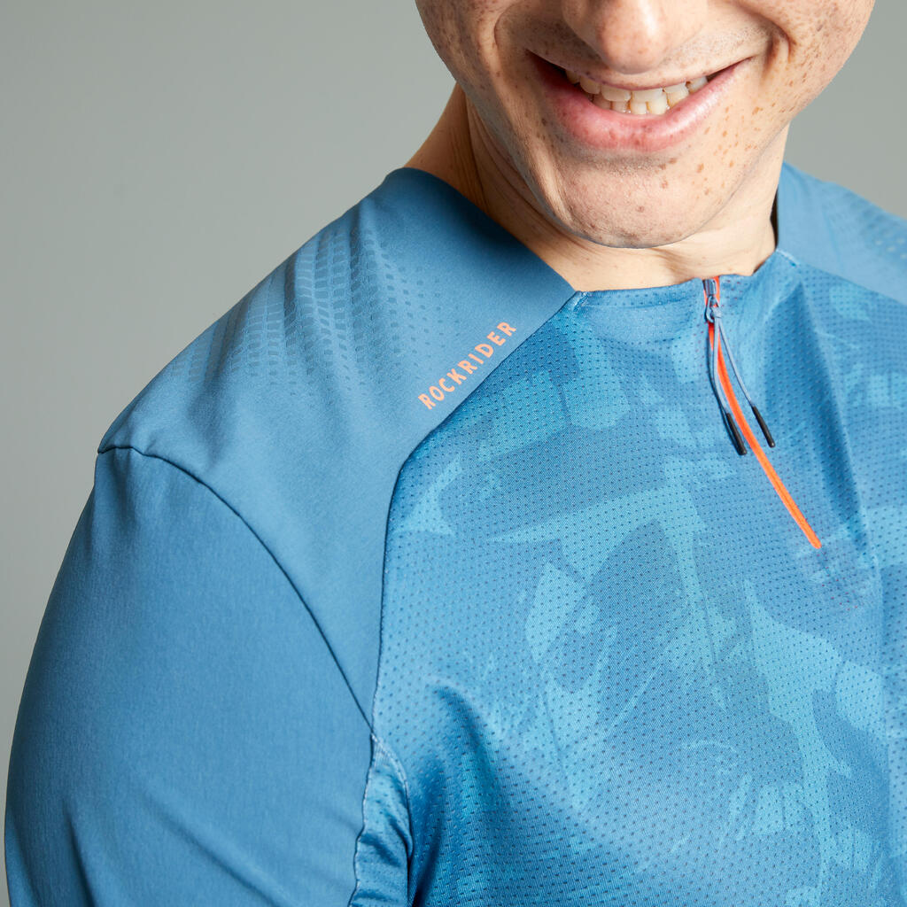 Short-Sleeved Mountain Biking Jersey Expl 500 - Blue