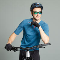 Plava majica kratkih rukava za brdski biciklizam EXPLORE 500