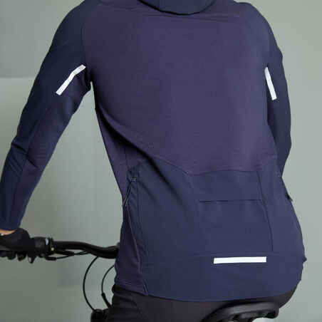 Kalnų dviratininko ilgarankoviai marškinėliai vėsiam orui „EXPL 500“, mėlyni