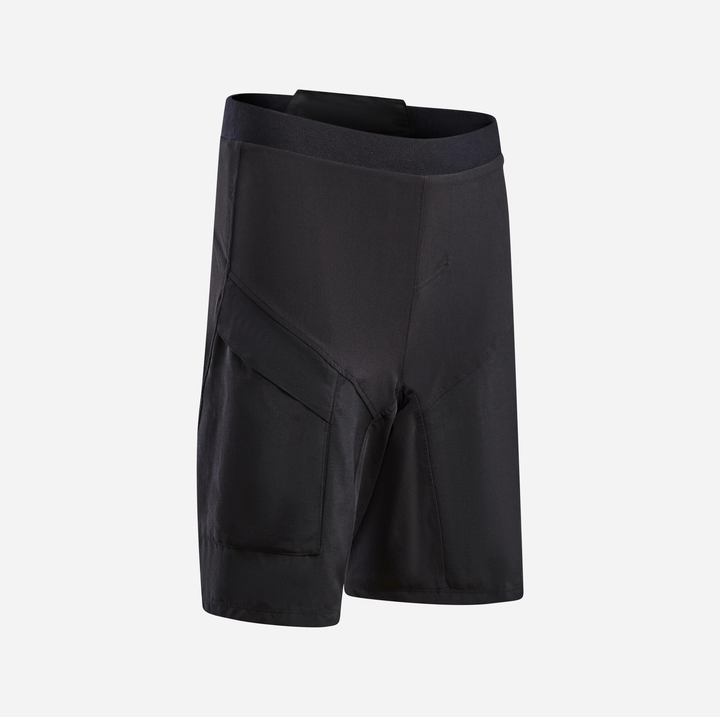 500 Kids' Mountain Bike Shorts - Black 1/4