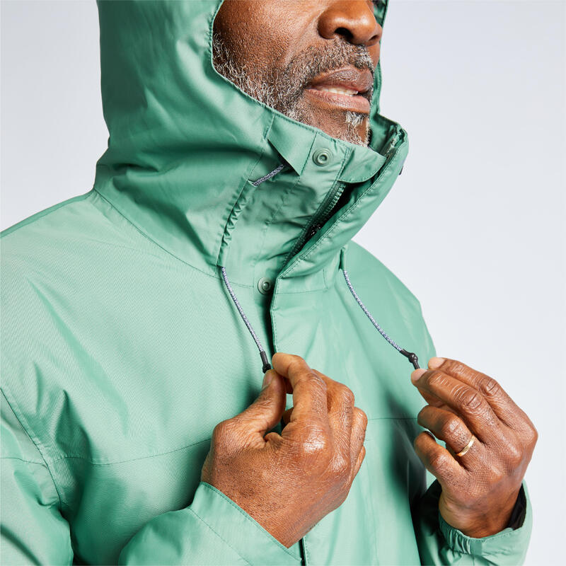 Men's sailing warm and waterproof rain jacket SAILING 100 - green