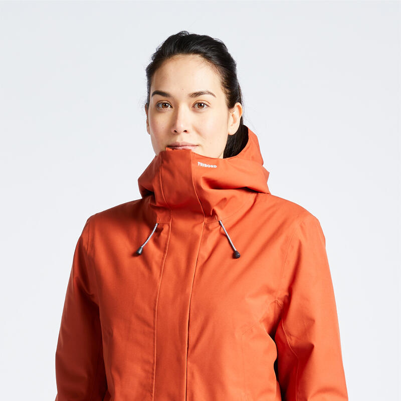 Segeljacke Damen warm wasserdicht winddicht - Sailing 300 dunkelorange