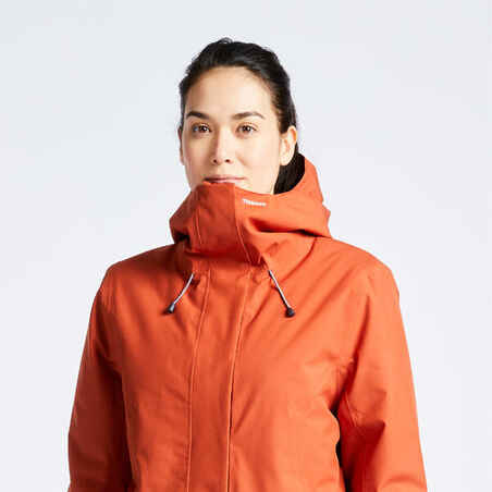 Women's warm waterproof windproof sailing jacket - SAILING 300 Dark orange