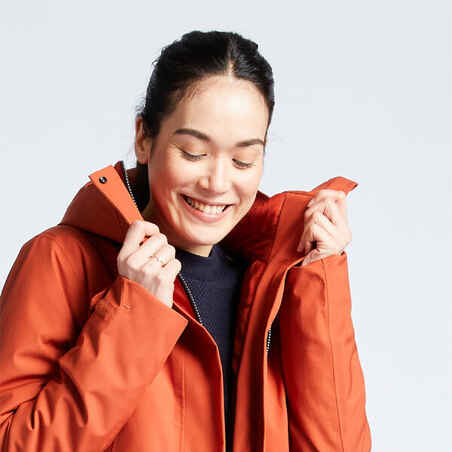 Women's warm waterproof windproof sailing jacket - SAILING 300 Dark orange