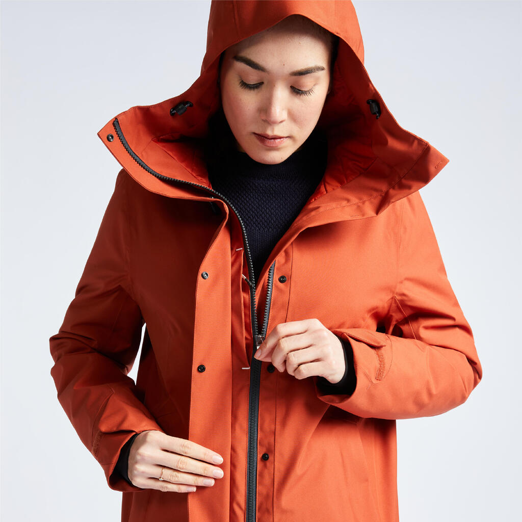 Women's warm waterproof windproof sailing jacket - SAILING 300 Dark orange