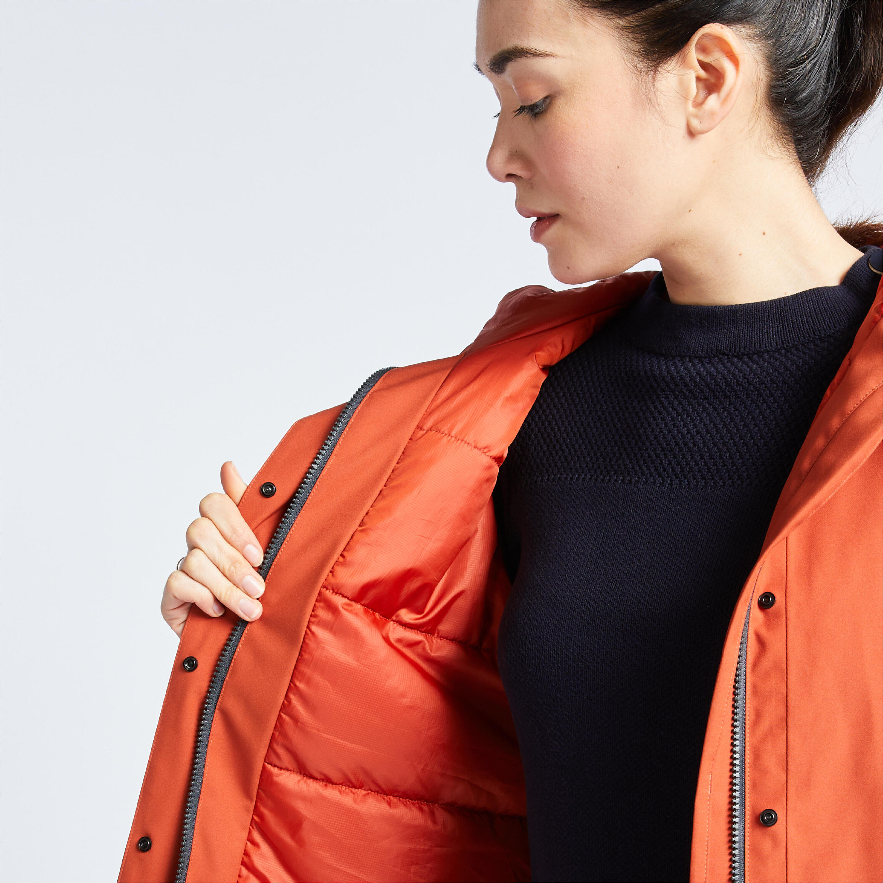 Women's warm waterproof windproof sailing jacket - SAILING 300 Dark orange 7/11