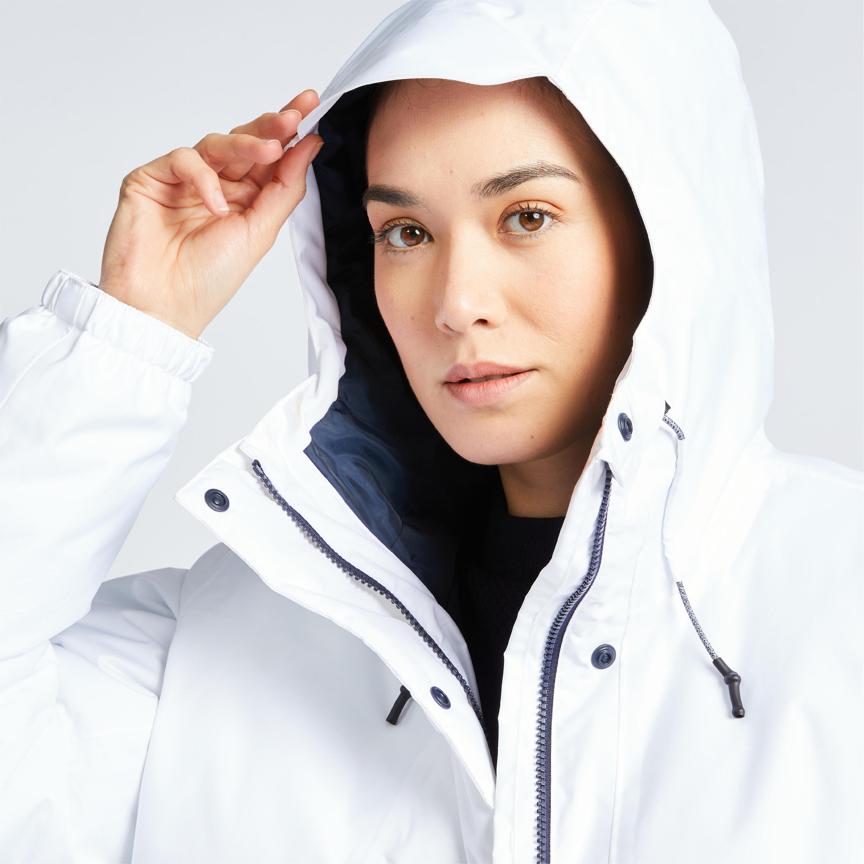 Women's waterproof sailing and rain jacket SAILING 100 White 6/11