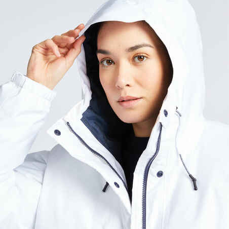 Women's waterproof sailing and rain jacket SAILING 100 White