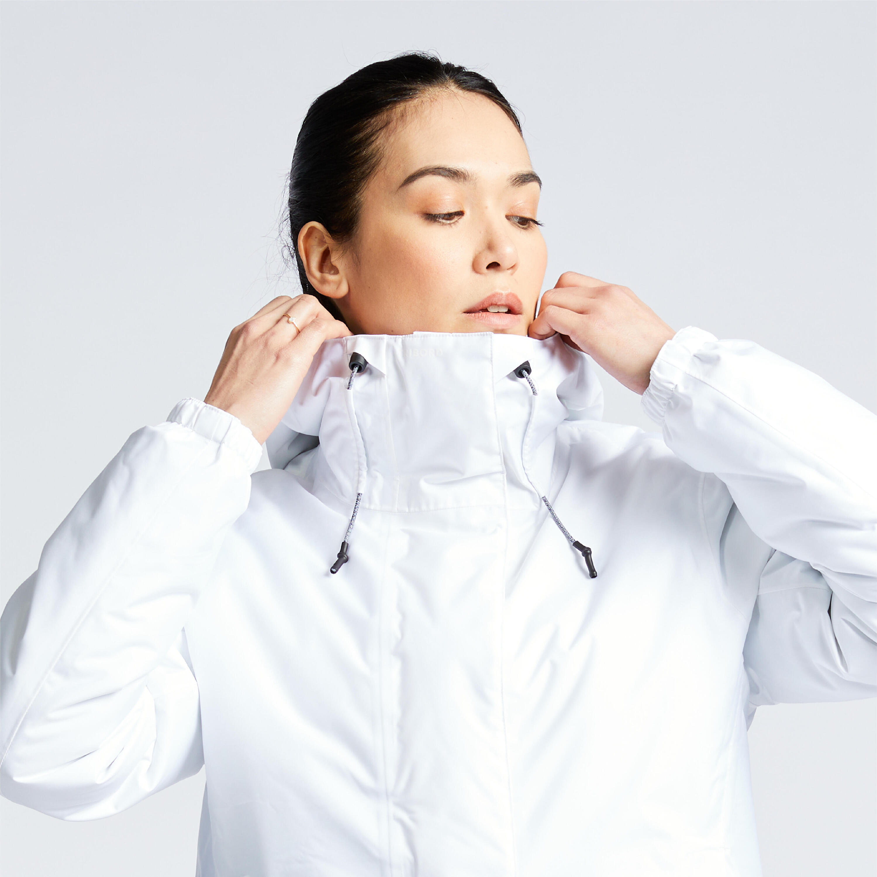 Women's waterproof sailing and rain jacket SAILING 100 White TRIBORD