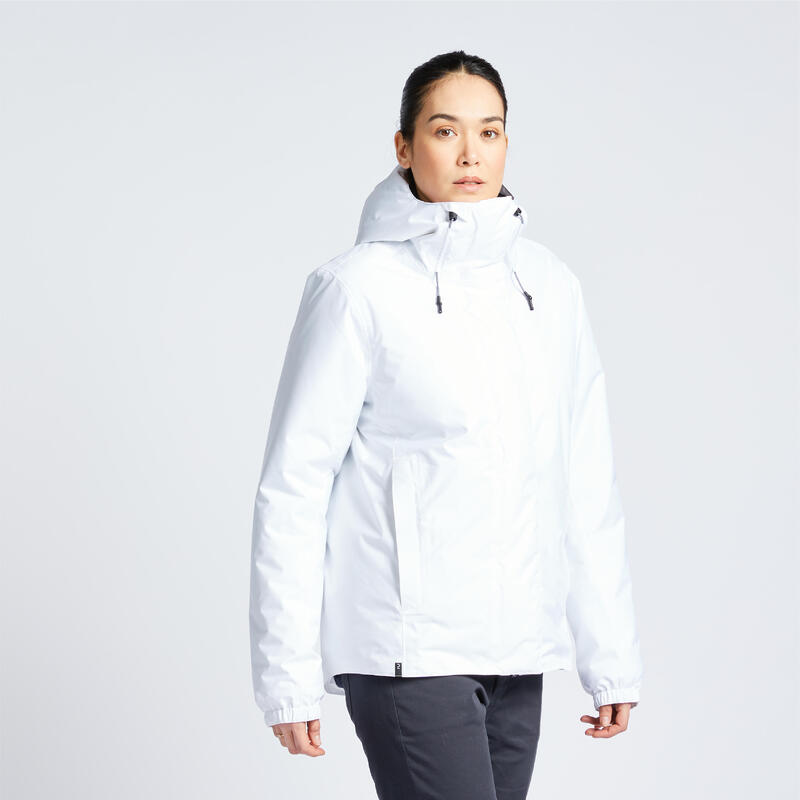 Chaqueta impermeable cortavientos 100 Mujer blanco