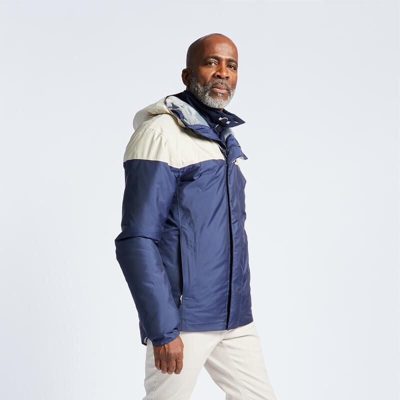 Men's waterproof sailing and rain jacket SAILING 100 Navy blue Beige