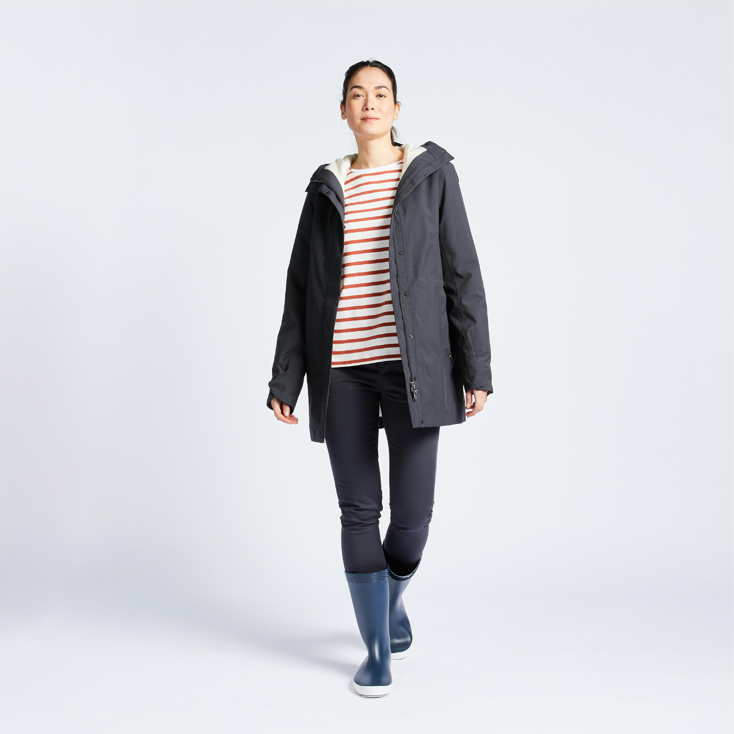 Chaqueta Impermeable Mujer Cálida Sailing 500 negro 9/13