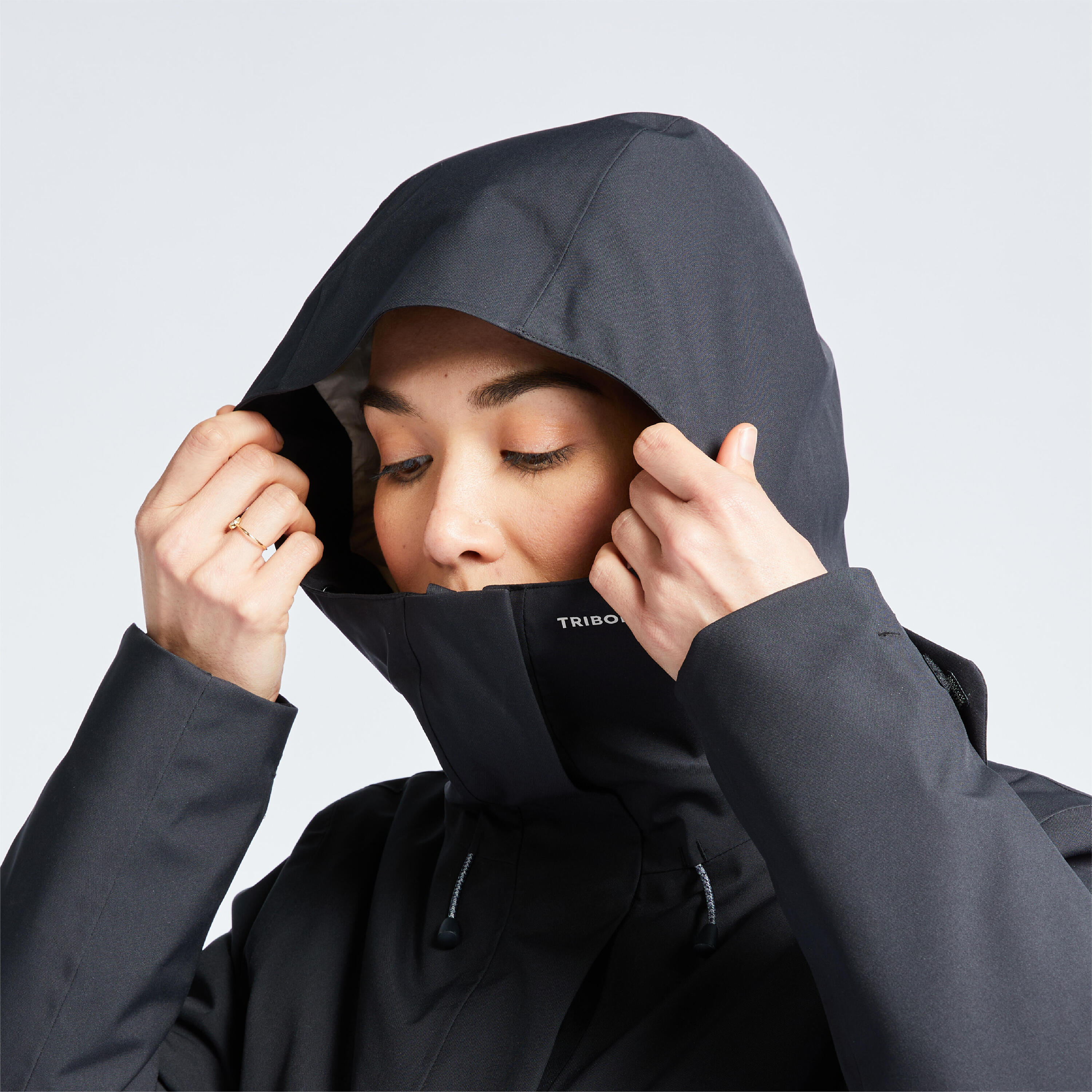 Chaqueta Impermeable Mujer Cálida Sailing 500 negro 3/13
