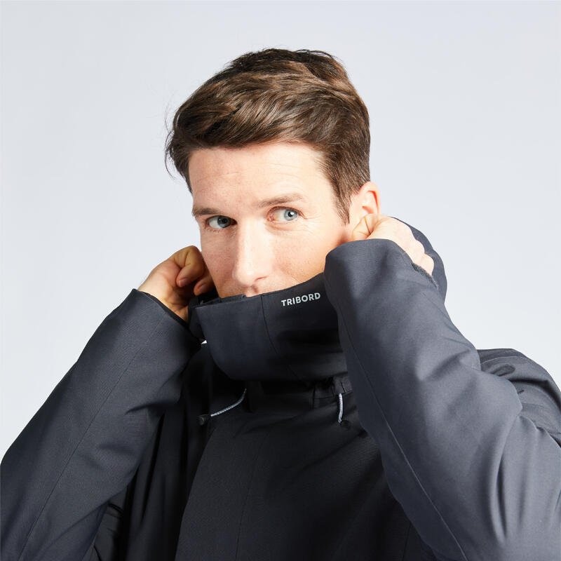 Men's warm waterproof windproof sailing jacket - SAILING 300 Dark grey
