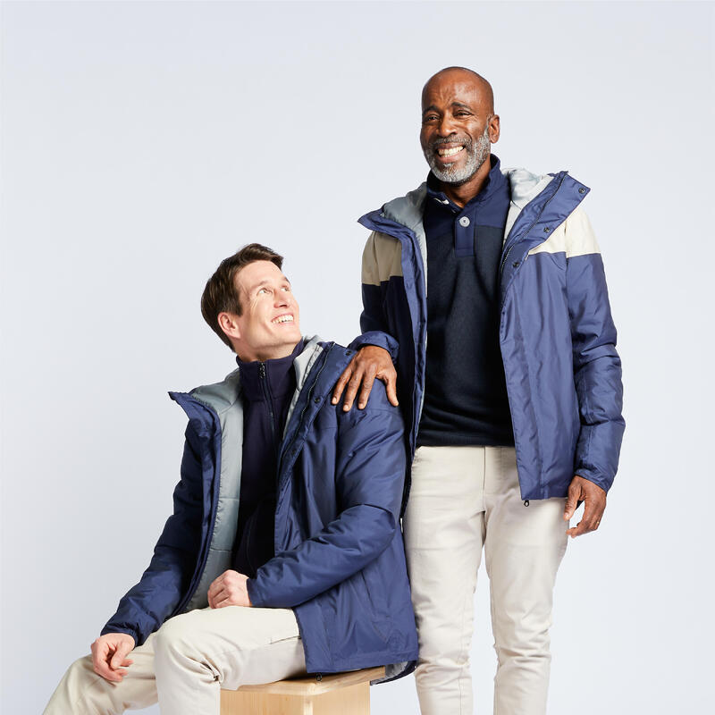 Veste chaude imperméable de voile et pluie SAILING 100 Homme Bleu marine Beige