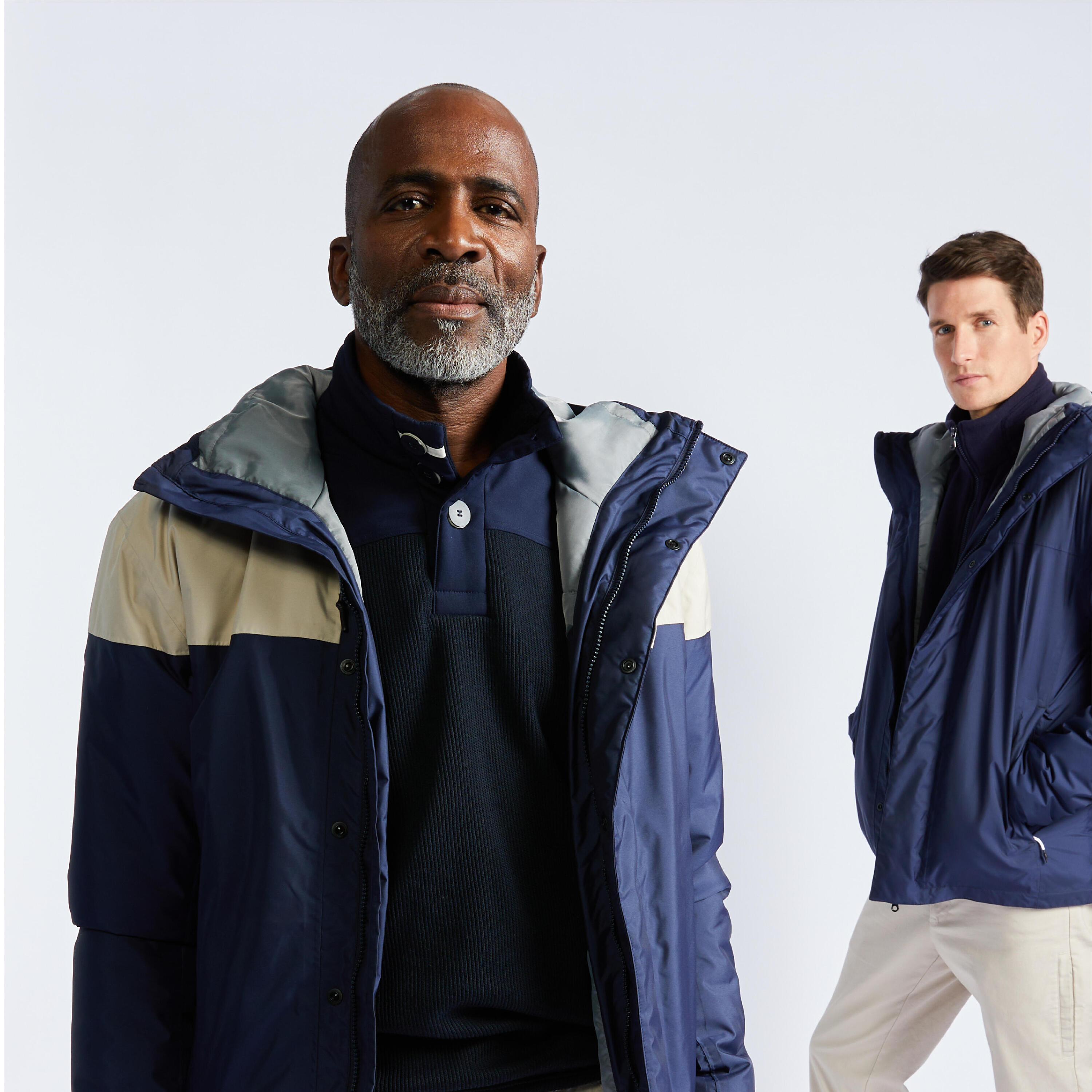 Men's waterproof sailing and rain jacket SAILING 100 Navy blue Beige 10/17