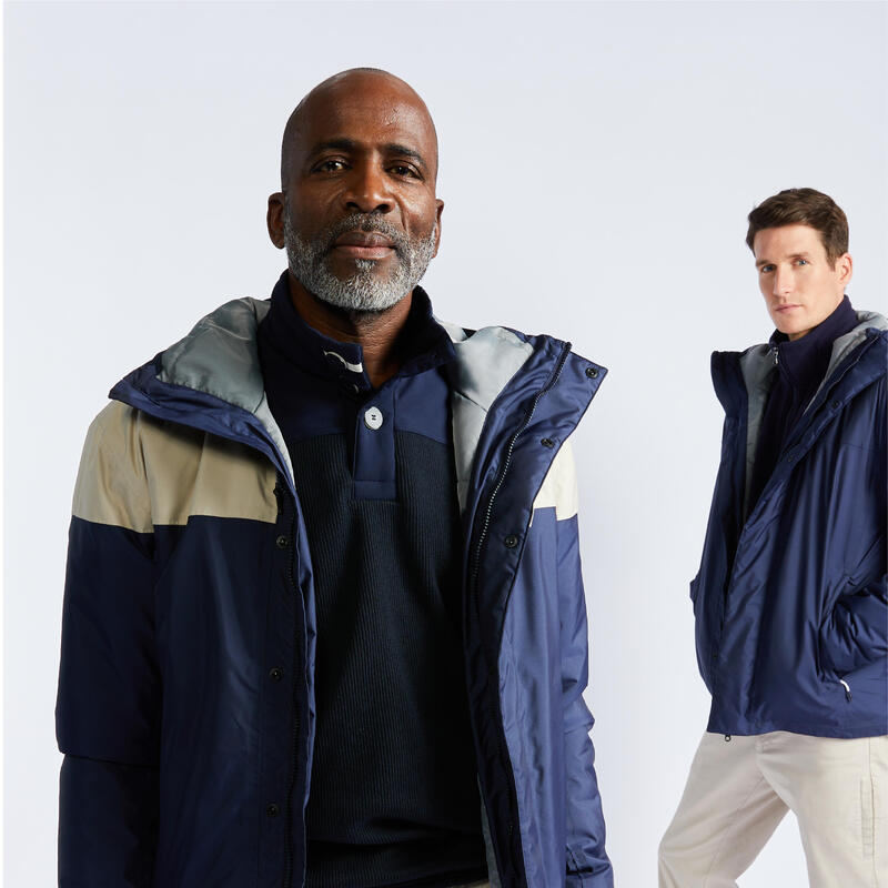 Men's waterproof sailing and rain jacket SAILING 100 Navy blue Beige