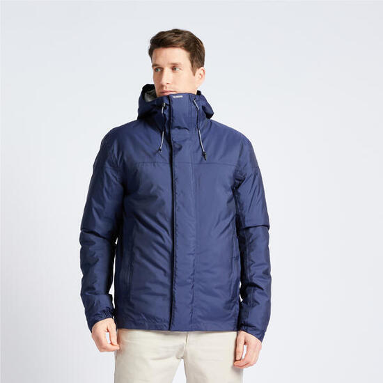 Veste chaude imperméable de voile et de pluie sailing 100 homme bleu marine
