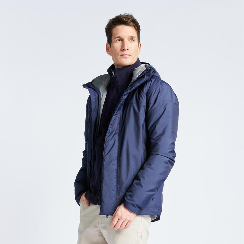 Chaqueta Vela/Lluvia Sailing 100 Hombre Azul Marino Cálida Impermeable