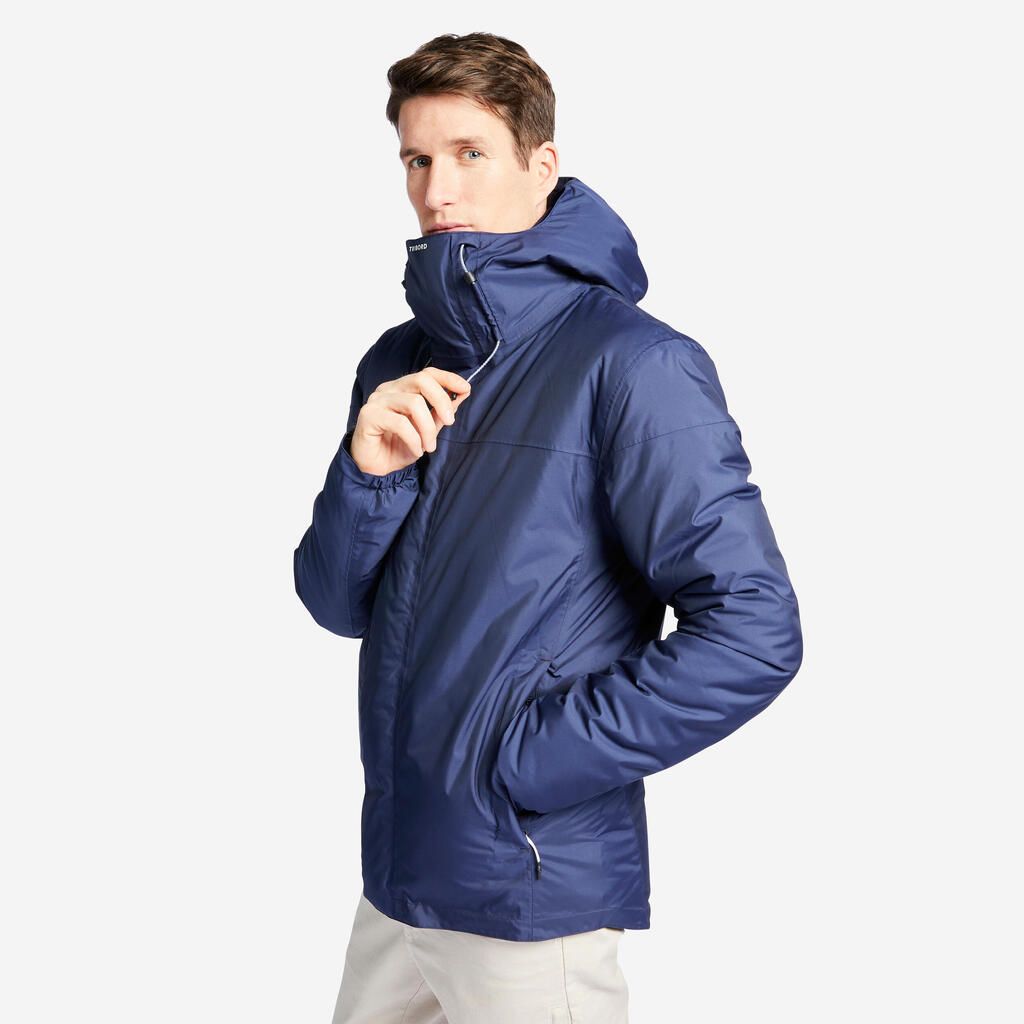 Men's waterproof sailing and rain jacket SAILING 100 Navy blue Beige