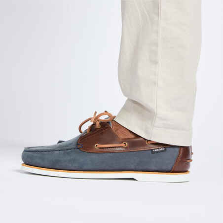 Men’s leather boat shoes Sailing 500 Two-Tone