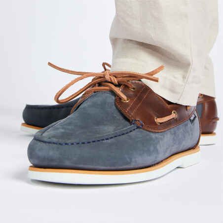 Men’s leather boat shoes Sailing 500 Two-Tone