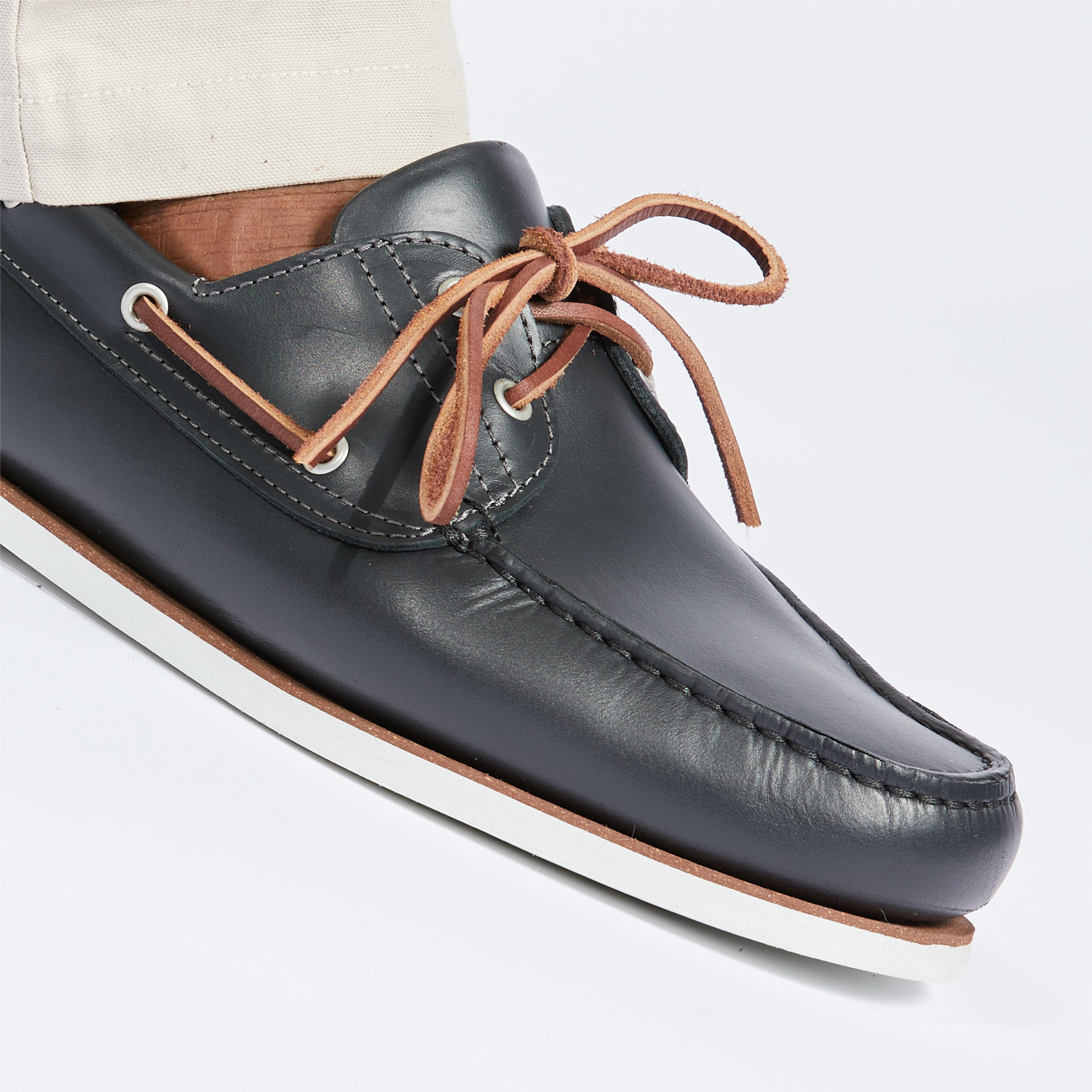 Scarpe barca uomo SAILING 500 cuoio grigie TRIBORD Decathlon