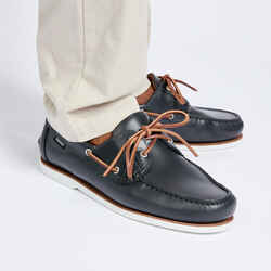 Men’s leather boat shoes Sailing 500 Grey