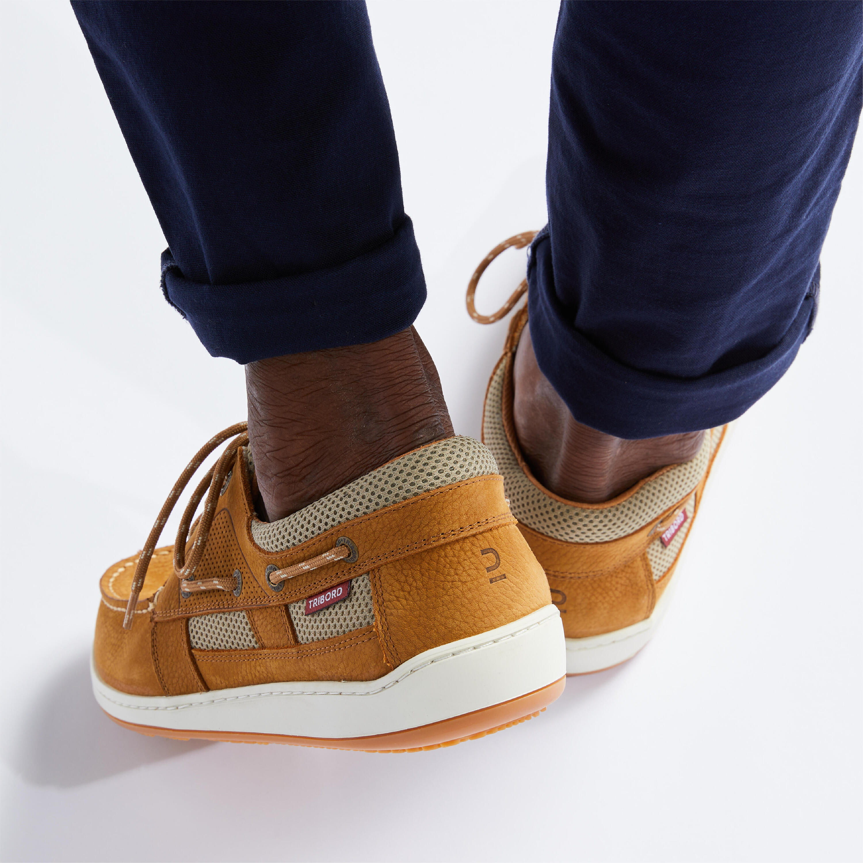 Men's Leather Boat Shoes CLIPPER Brown TRIBORD Decathlon