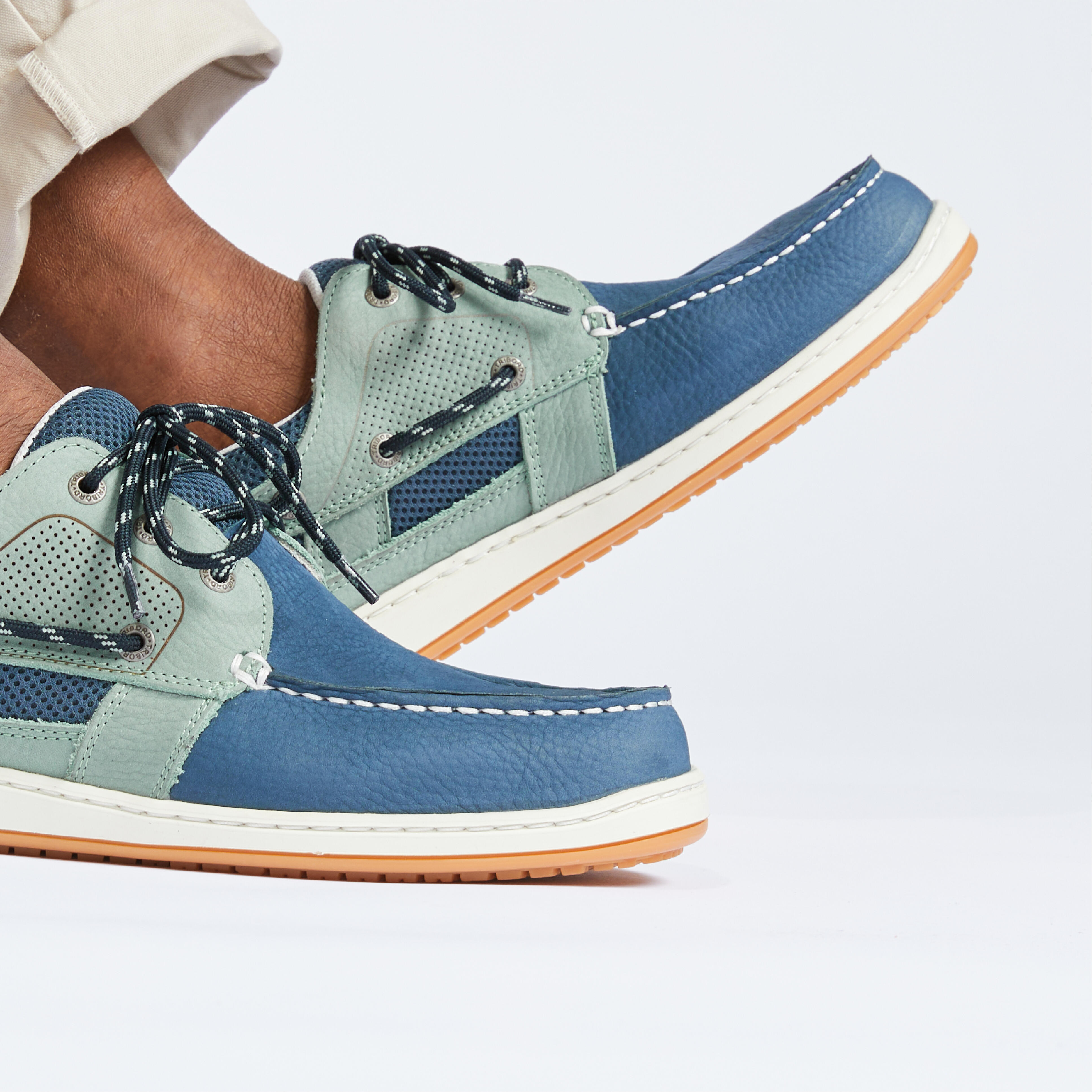 Zapatillas Náuticas Clipper Hombre Caqui Petróleo Piel TRIBORD | Decathlon