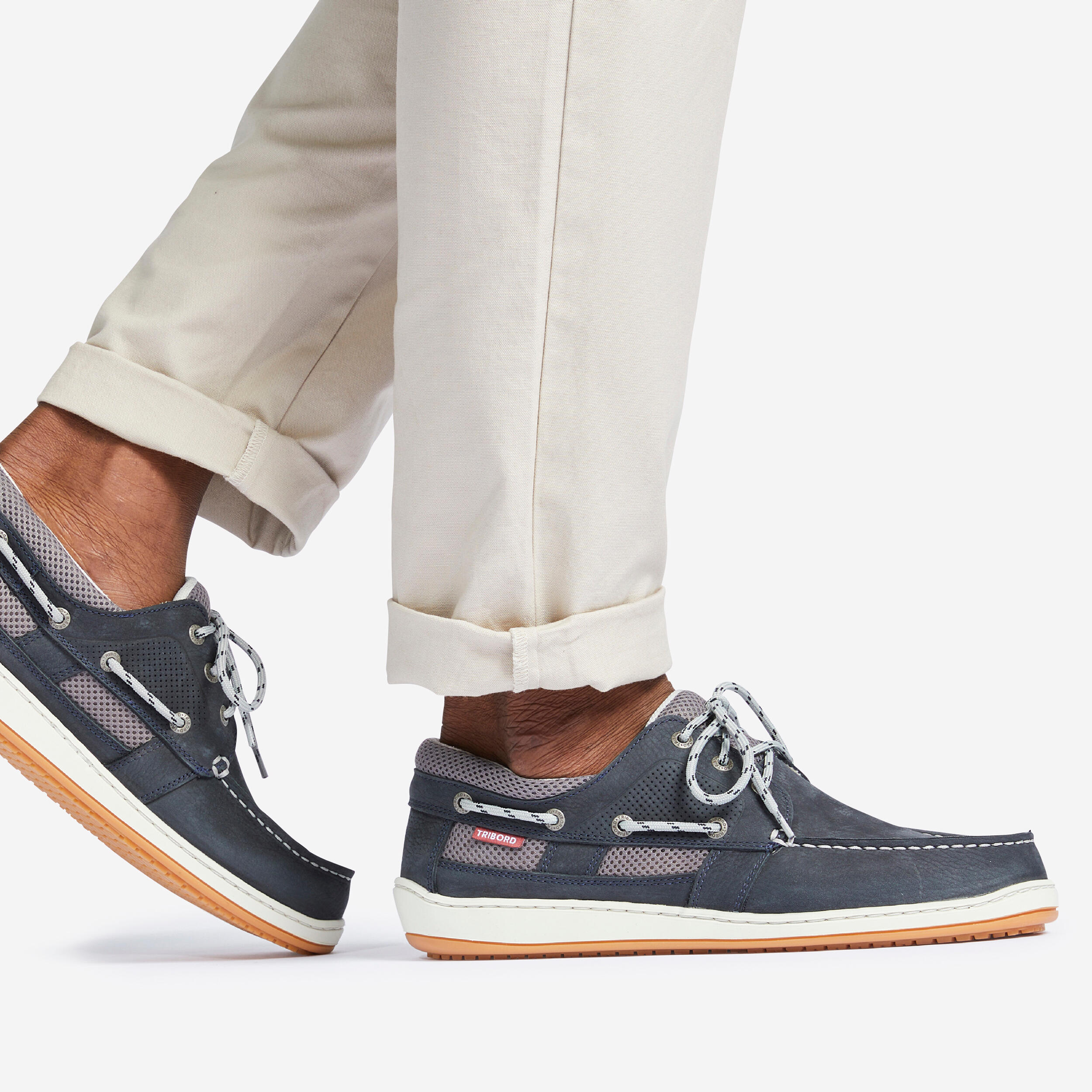 Tribord - Chaussures Bateau Cuir Clipper Homme Bleu - Chaussures De Sport - Voile Habitable Cerfvolant Wing - Bleu - 39 - Decathlon
