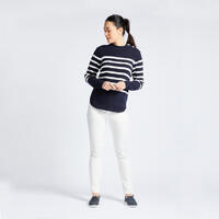Džemper za jedrenje Sailing 100 ženski - plavi s belim prugama