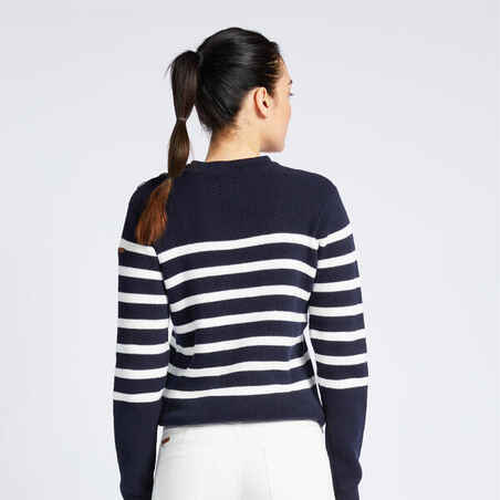 Women's Sailing Jumper 100 Blue White Stripes