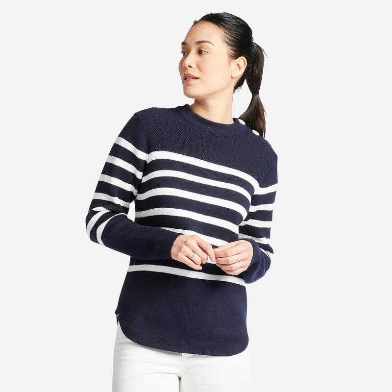 Pull marin Femme bleu rayé blanc