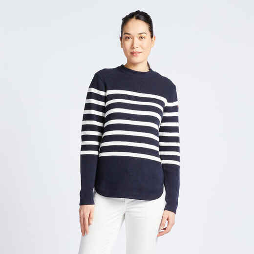 
      Women's Sailing Jumper 100 Blue White Stripes
  